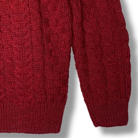 L.L. Bean Fisherman Cardigan 1912 Heritage Sweater Womens Size Small Red Ireland - Picture 4 of 8